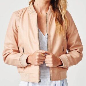 100% Full Grain Leather Jacket in Blush Pink: Wanderers Bolzano Bomber